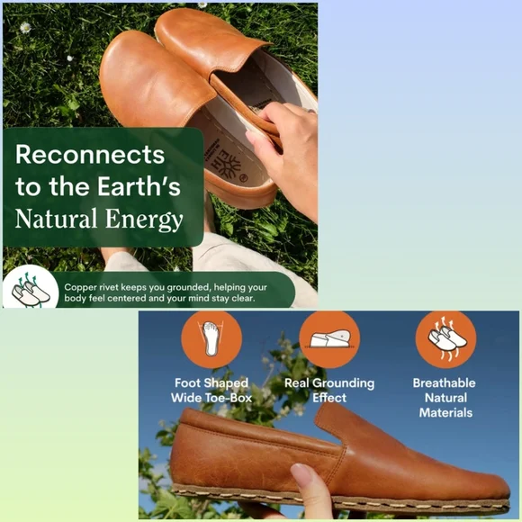 Earthing Harmony Honey Brown Leather Grounding Slip On Shoes 40 / 9 - Picture 5 of 12